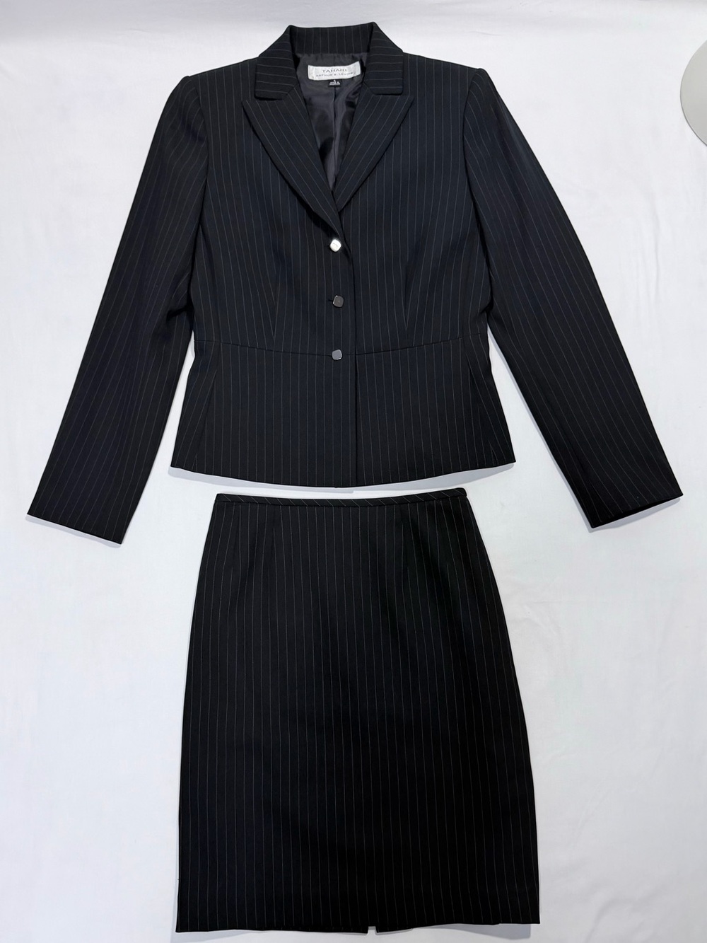 Tahari Arthur S. Levine Pinstripe 3-Button Blazer & Pencil Skirt Suit Set 4